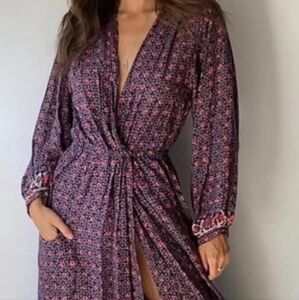 Anthropologie NAT by Natalie Martin Nico Wrap Duster Dress Floral Maxi 